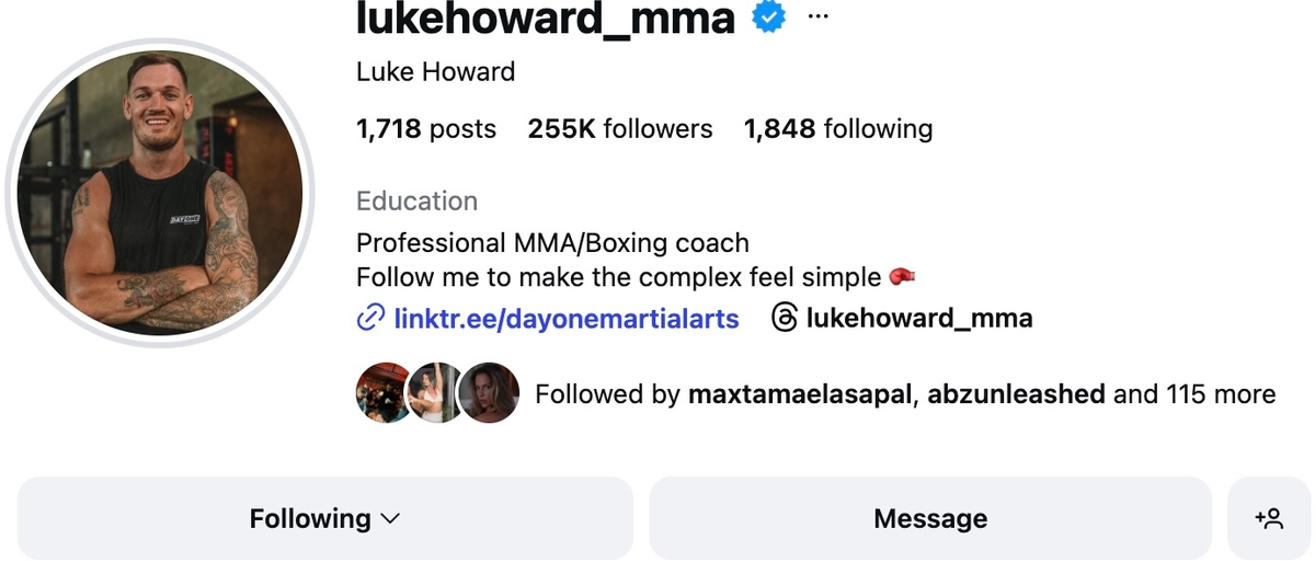 Luke Instagram growth from 212K to 254K followers after being stuck